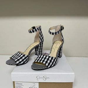 Jessica Simpson adorable Gingham checked sandals 8